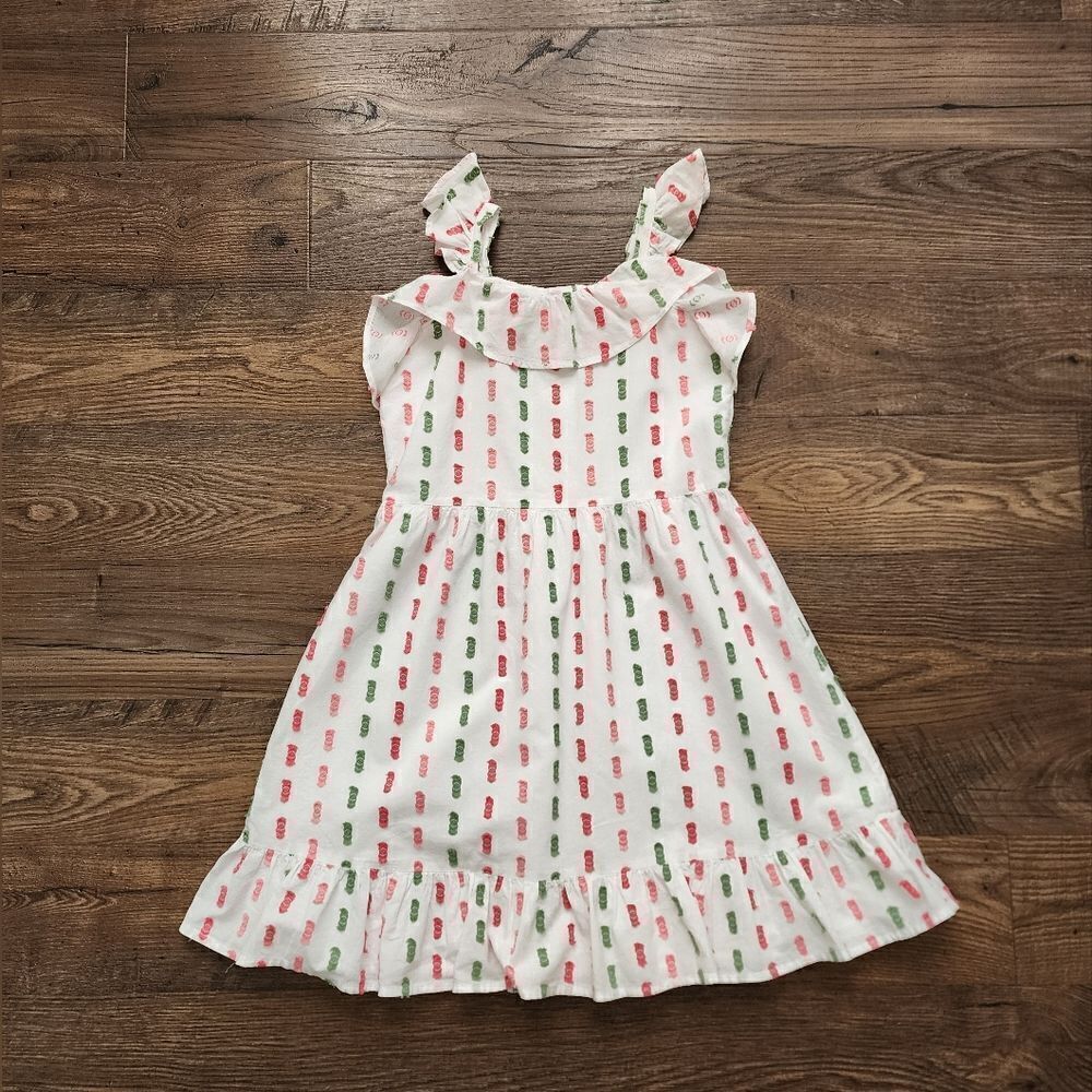 Girls' White and Pink Ruffle Dress